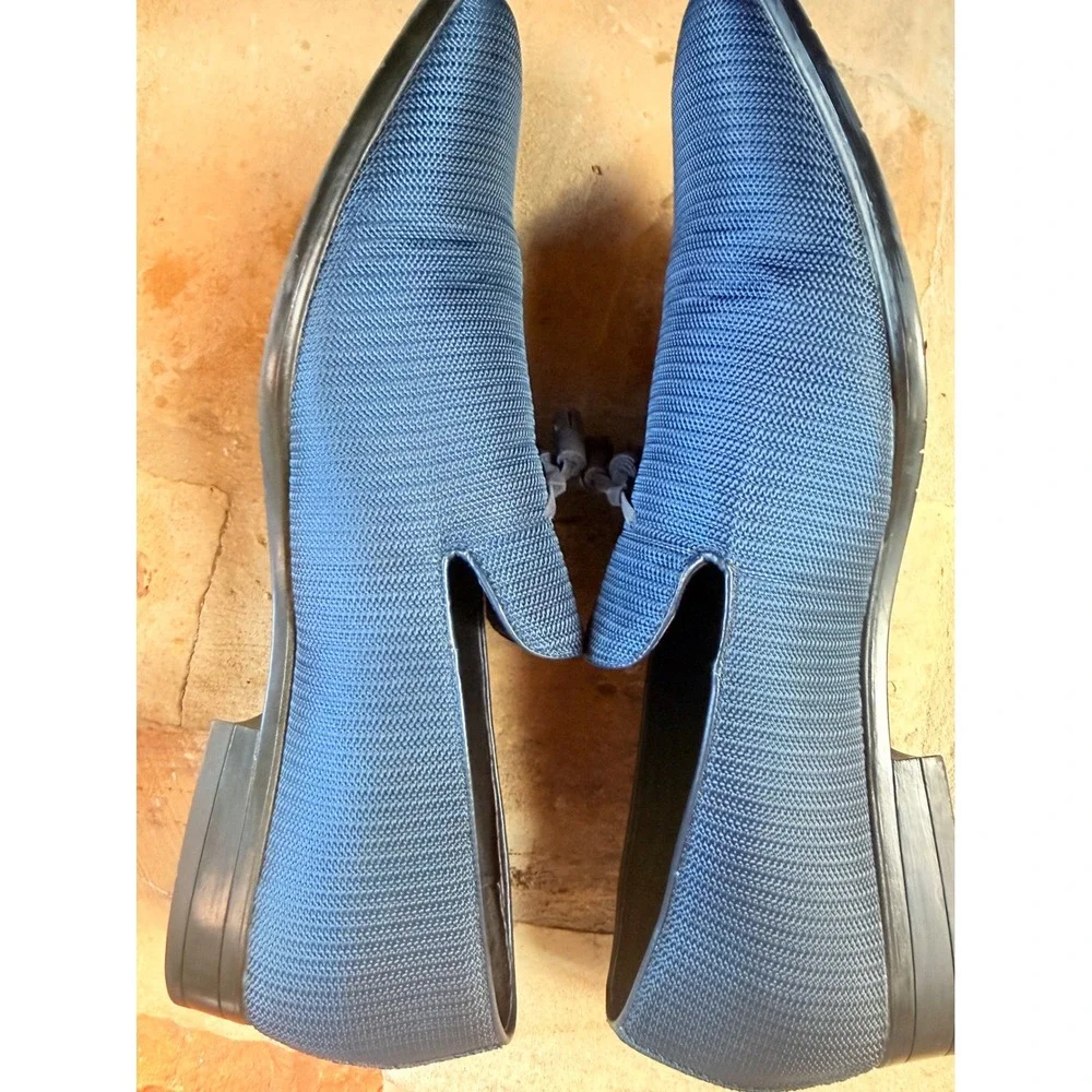 Stacy Adams Tazewell Plain Toe Tassel Loafers Blue Textile Men's 15M